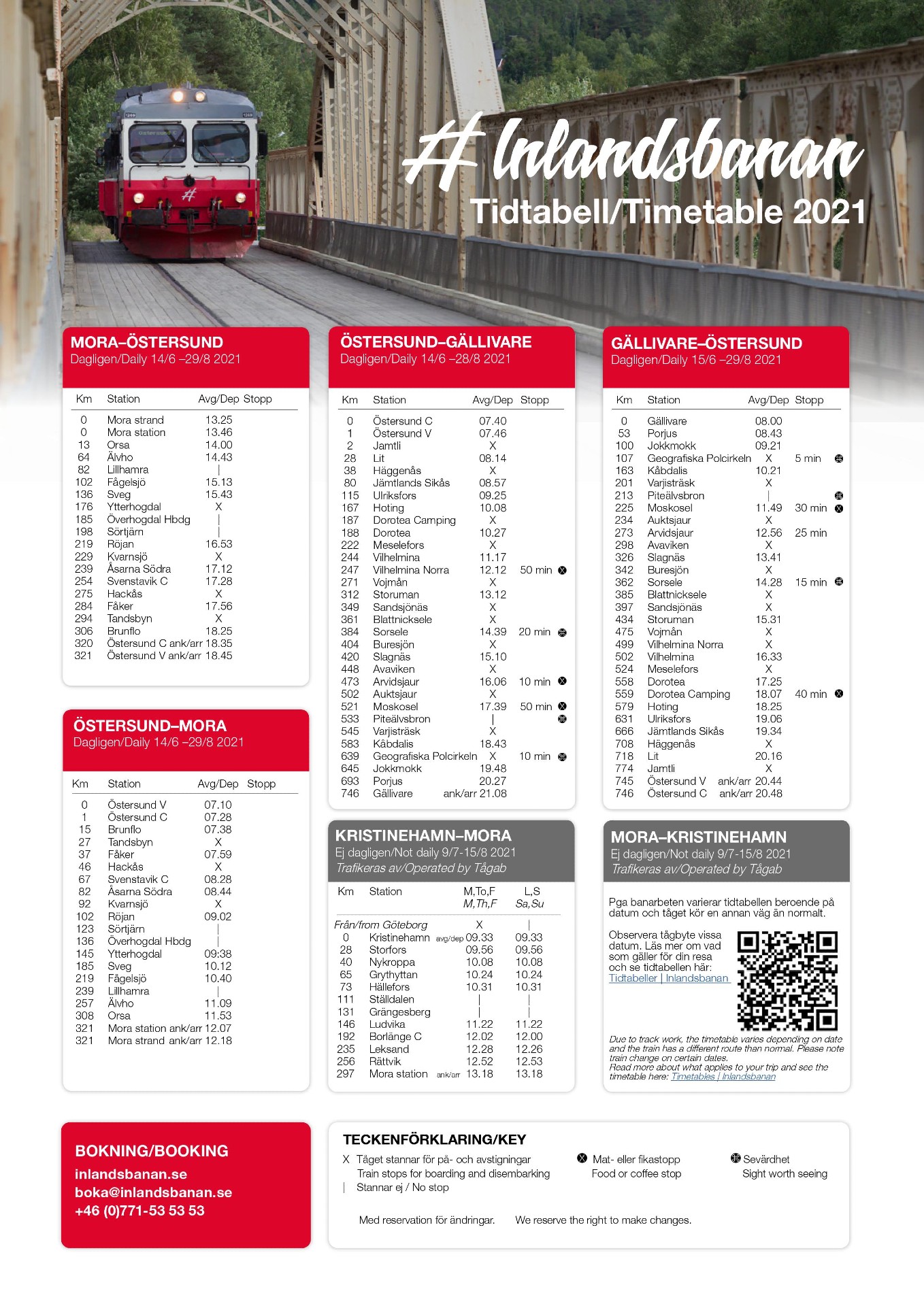 Tidtabeller Inlandsbanan