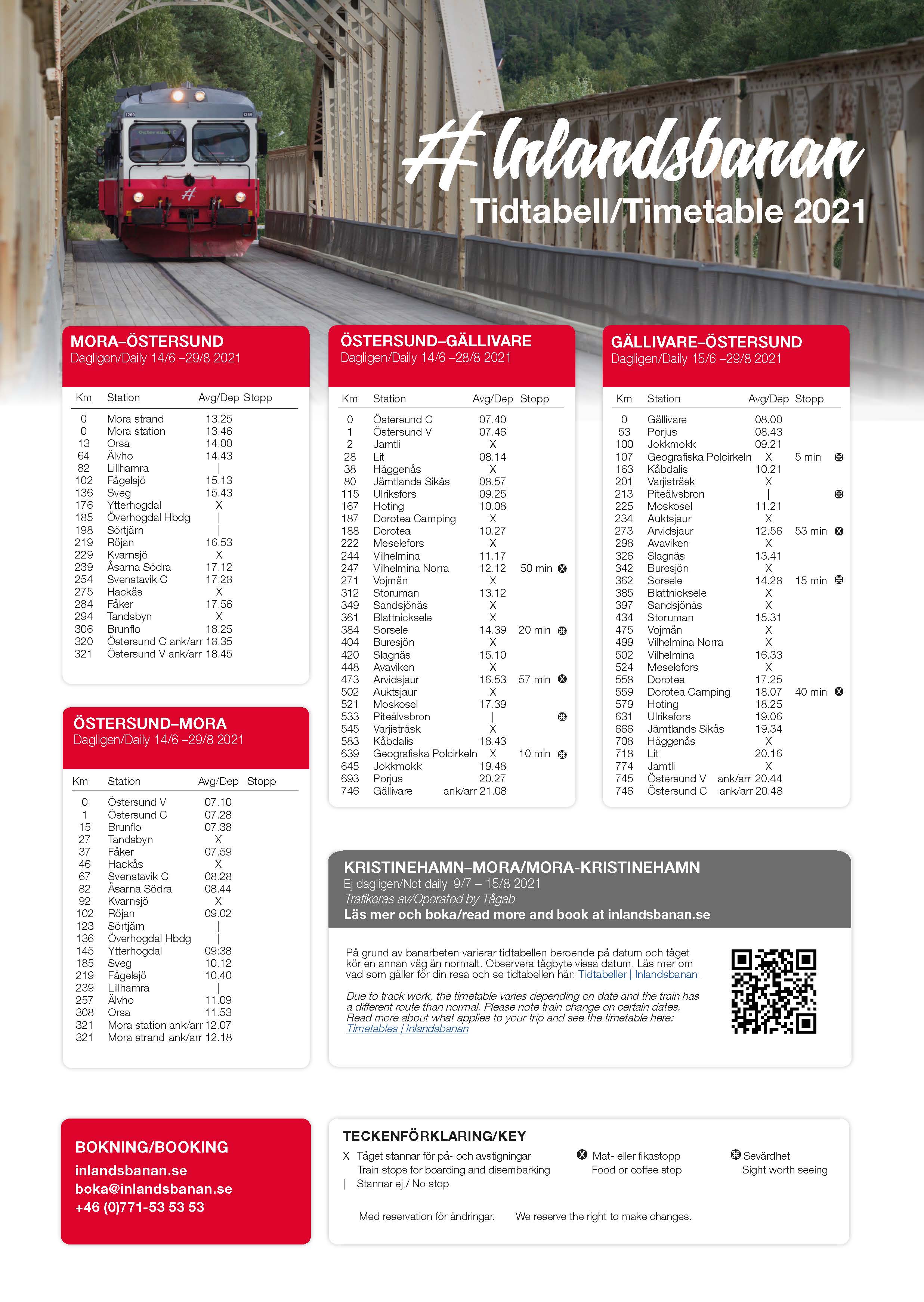 Tidtabeller Inlandsbanan